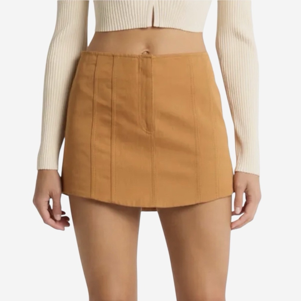 New ALC Pia Mini Skirt in Bronze Size 2 Cotton Hemp Blend $295‎